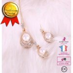 Lcc parure cadeau femme bijoux de luxe rglables - boucles doreilles - collier - plaqu or 18 carats ...