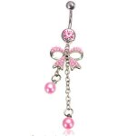 Piercing de nombril - lcc - cristal et pendentifs - acier chirurgical - rose - mixte