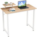 Ldszxne bureau gamer avec surface en bois mdf et support dcran tagre chne clairblanc