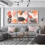 Leaf poster mid century terracotta art print neutre toile peinture minimaliste moderne mur photo salon ...