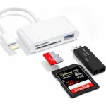 Lecteur de carte sd - rocketek - 3 en 1 - usb otg - adaptateur pour iphone / ipad - connecte divers priphriq ...