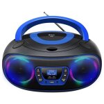 Lecteur cd personnel - denver - tdb - 212bu - bluetooth - st�r�o - design r�tro bleu