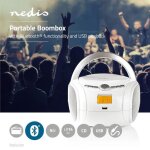 Lecteur cd portable stéréo 9 w usb bluetooth® radio fm lecture usb piles et secteur blanc Lecteur cd portable stéréo 9 w usb bluetooth® radio fm lecture usb piles et secteur blanc