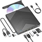 Lecteur graveur dvd cd externe usb 3. 0 type - c ultra slim 4 usb ports and 2 emplacements tf - sd ekesor ...