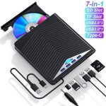 Lecteur graveur dvd cd externe usb 3. 0 portable - fantec - 7 en 1 - noir - compatible windows 11 / 10 ...