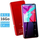Lecteur mp3 - antcool - 16 go - bluetooth 5. 2 - cran 24 pouces - radio fm