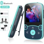 Lecteur mp3 bluetooth agptek 32go avec clip et podomtre - hifi sans perte - radio fm / podo - bleu