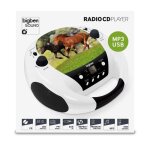 Lecteur radio cd portable mp3 usb blanc motif cheval