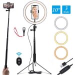 Led lumière anneau avec trépied perche selfie led 10 ring light pour vidéo / photo / youtube / maquillage ... Led lumière anneau avec trépied perche selfie led 10 ring light pour vidéo / photo / youtube / maquillage ...