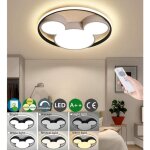 Plafonnier led enfants chambre - mickey - abat - jour dessin anim� - lumi�re dimmable - blanc