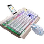Led rétro - éclairé ergonomique gaming clavier mécanique gamer souris ensembles (blanc) Led rétro - éclairé ergonomique gaming clavier mécanique gamer souris ensembles (blanc)