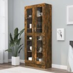 Armoire � vitrine - alomejor - ch�ne fum� - 825x305x1855 cm - bois ding�nierie - 5 compartiments