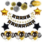 Set de dcoration de fte - leegoal - anniversaire - 45 pices - couleur mlange - papier
