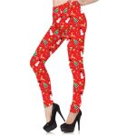 Legging femme - rouge - motifs bonhomme de neige - no�l