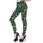 Legging - santa claus - vert - imprim� no�l - femme - moulant
