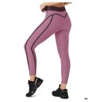 Legging sport femme taille haute rose l - pantalon yoga fitness opaque et respirant - collant gym running ...