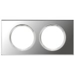 Plaque de finition legrand cliane 2 postes verre miroir - gris - programme cliane