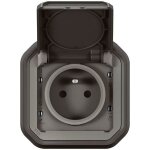 Legrand prise de courant avec terre tanche avec volet plexo - 16a 250v - anthracite