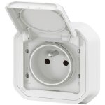Legrand prise de courant avec terre tanche avec volet plexo - 16a 250v - blanc