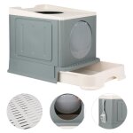 Bac  litire ferm pour chat - leibeika - plateau amovible - blanc - petit - a monter soi - mme