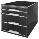 Bloc de classement - leitz - cube de bureau - 4 tiroirs - noir et gris - a4 maxi