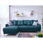 Lena - canap dangle rversible convertible - 4 places - style scandinave - bleu turquoise