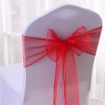Let de 100 organza noeuds de chaise rouge dcoration mariage baptme fte 18 x 275cm