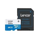 Carte m�moire - lexar - micro - sdxc 64 go - classe 10 - vitesse 300x - adaptateur inclus