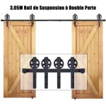 Leyshop 305m rail de double - porte coulissante suspendu - syst�me de voie roue de poulie tringle porte ...