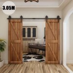 Leyshop 305m tringle rail � double - porte coulissante suspendu syst�me de voie grande roue de poulie ...