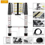 Leyshop �chelle t�lescopique 3. 2m en aluminium argent - �chelle escabeau portable 11 echelons - 150 ...