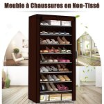 Leyshop meuble à chaussures en non - tissé avec 10 compartiments et 9 compartiments - marron Leyshop meuble à chaussures en non - tissé avec 10 compartiments et 9 compartiments - marron
