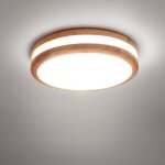 Leyshop plafonnier led rond en bois �30cm 6000k lumi�re froide - luminaire pour chambre salon cuisine ...