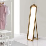 Li - miroir de grande taille sur pied psych inclinable solide cadre style baroque bois deucalyptus 160 ...