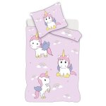 Parure de lit bb - licorne arc en ciel - 100% coton - housse de couette 100x135 cm - taie d?oreiller ...