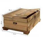 Table basse coffre - lieko - yva antique - pin massif - rangement pratique - design lgant