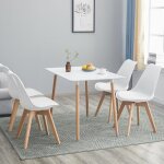Liepu ensemble table et chaise 110x70cm table à manger de 4 à 6 personnes blanc + 4 chaises blanc Liepu ensemble table et chaise 110x70cm table à manger de 4 à 6 personnes blanc + 4 chaises blanc