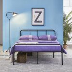 Liepu lit double - lit 140x190 cm - métal style simple - noir - sommier inclus Liepu lit double - lit 140x190 cm - métal style simple - noir - sommier inclus