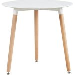 Liepu tables  manger rondes scandinave blanc style moderne - pieds en htre - 80x80x72cm