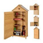 Lifezeal abri de jardin en bois de sapin certifi� fsc avec porte verrouillable&toit cabanon ext�rieur ...