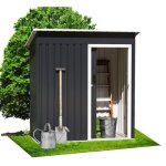 Lifezeal abri de jardin en m�tal - toit inclin� - porte coulissante verrouillable - cabane � outils 18 ...