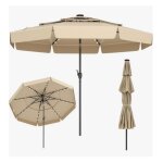 Lifezeal - parasol de jardin ext�ieur - 3m - 32 led solaire - toit ventil� � 3 couches - inclinaison ...