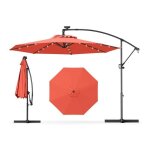 Lifezeal - parasol de jardin ext�rieur - 3m - rotation � 360� - 32 led solaire - parasol d�port� manivelle ...