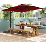 Lifezeal parasol de jardin ext�rieur - base en croix - 8 baleines - 5 angles r�glables - parasol d�port� ...