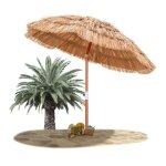 Lifezeal parasol plage hawa�en - dia 175 cm - hauteur r�glables 164 - 194cm - parasol paille 8 baleines ...