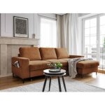 Lilly - canap dangle droit - 4 places - convertible avec coffre - en velours ctel - rouille