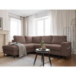 Lilly - canap dangle gauche - 5 places - convertible - en velours ctel - marron