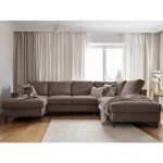 Lilly - canap panoramique dangle droit - 7 places - convertible avec coffre - en velours ctel - marron ...