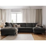 Lilly - canap panoramique dangle gauche - 7 places - convertible avec coffre - en velours ctel - gris ...