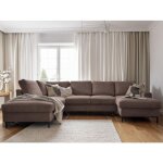 Lilly - canap panoramique dangle gauche - 7 places - convertible avec coffre - en velours ctel - marron ...